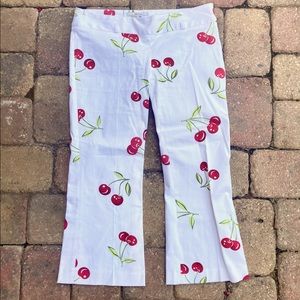 ⭐️ 5/$25 Zara Basic Cherry Crop Chinos sz 8 🍒